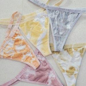 Handmade Tie Dyed Cotton Thong: Naturally Dyed Underwear (Size XL)