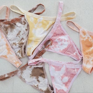 Tie Dyed Cotton Thong: Naturally Dyed Lingerie, Size L