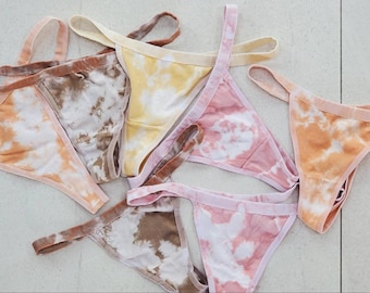 Tie Dyed Cotton Thong: Naturally Dyed Lingerie, Size L
