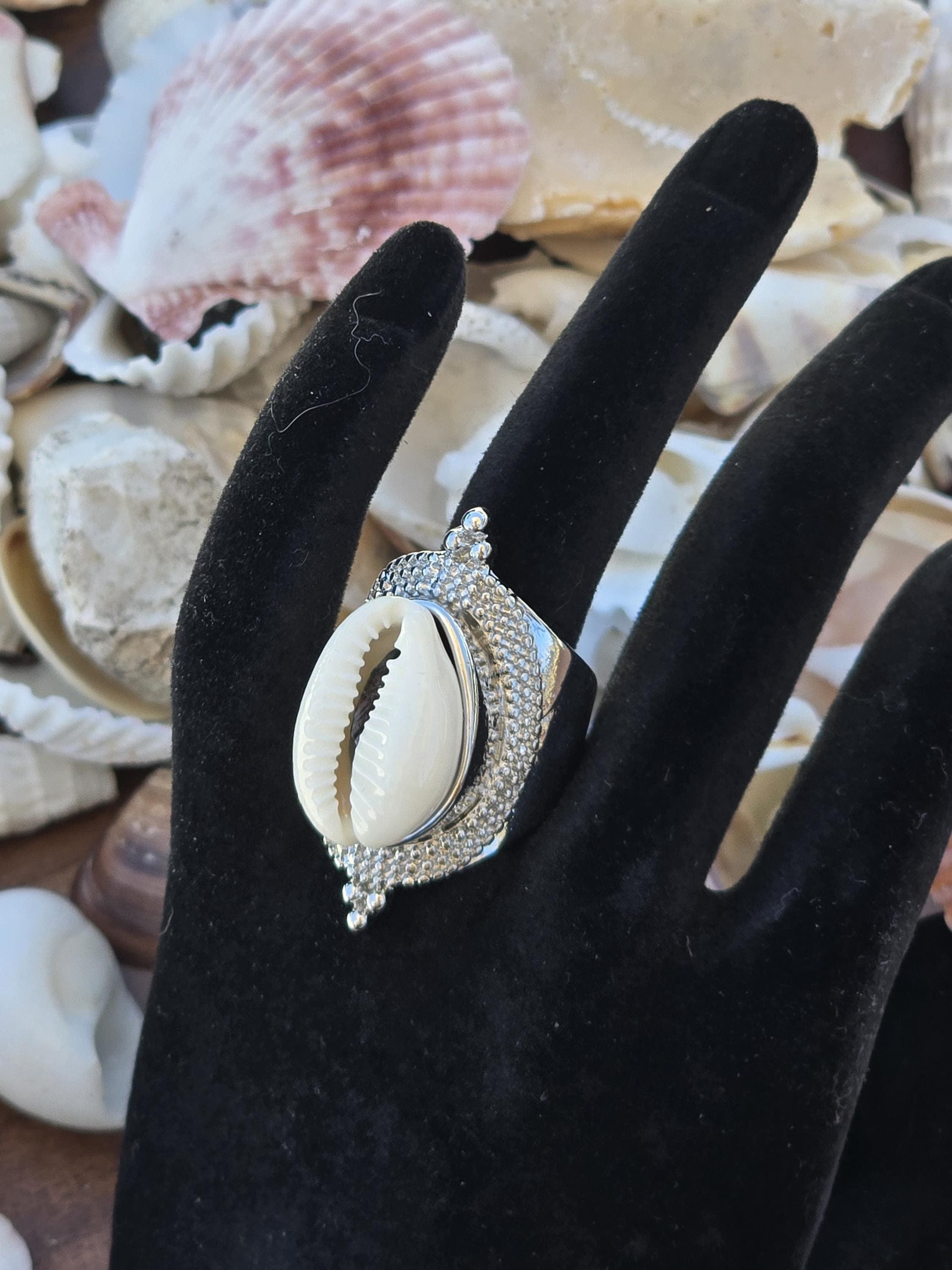 Seashell Ring: Boho Beach Jewelry, Adjustable Band - Etsy