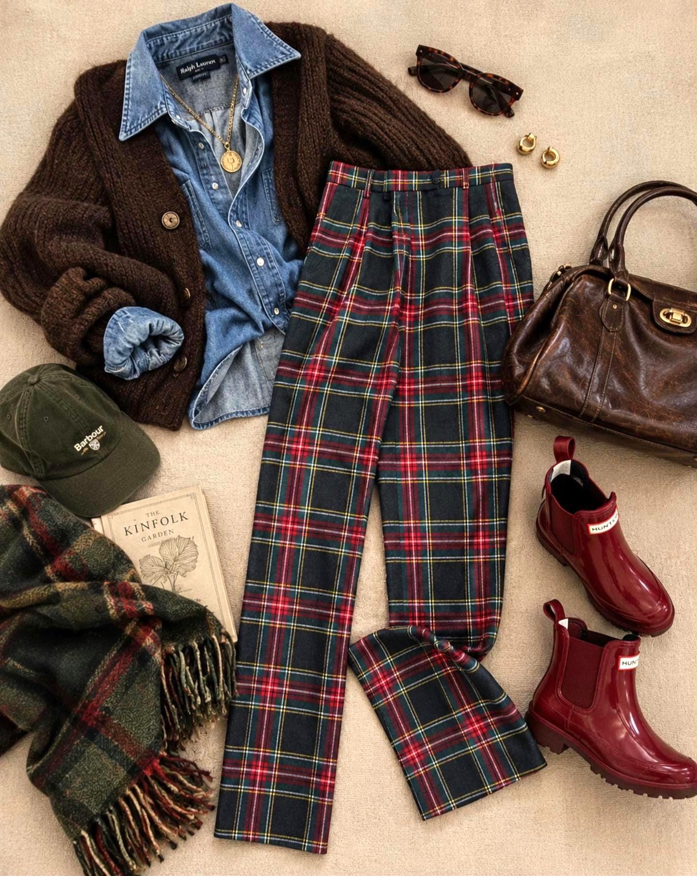 Emporio Armani, Vintage Emporio Armani wool Tartan plaid pants: 90s Pleated Italian Tailoring. Made in Italy