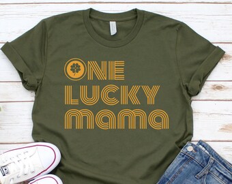 Retro One Lucky Mama St. Patty's Shirt, Womens Mom St Patrick's Day Shirt, Lucky Mama Shirt, St Pattys Shirt, Momma Shirt, Shamrock Tee