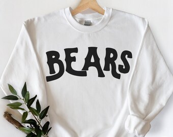 Bears sweatshirt, basketball, football, gameday, white, green, student gift, womens, greek, sorority, graduation, graduate, baseball