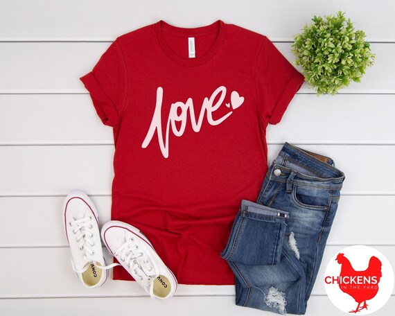 Cute Cursive Love Valentines Day Red T Shirt Top For Women Cute Cursive Love Valentines Day Red T Shirt Top For Women