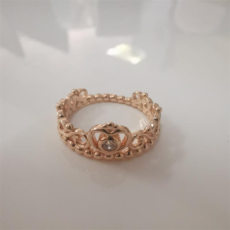 Pandora Princess Tiara Rose Gold Ring S925 Ale Gift Pouch Silver
