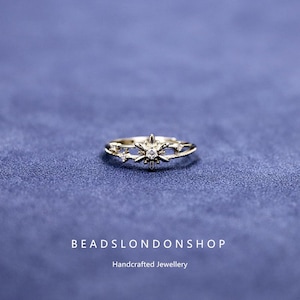 S925 Silver Flower Ring, Fashionable and Elegant Open Adjustable Ring