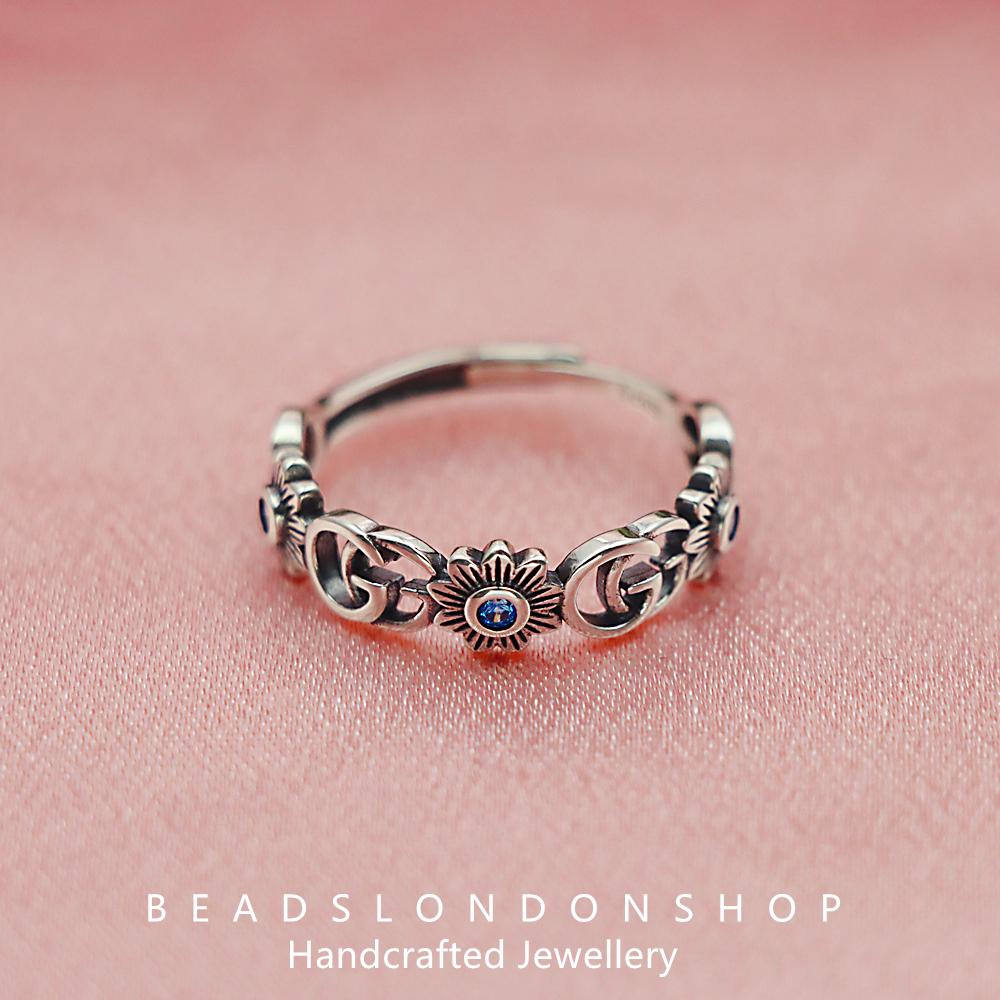 925 Sterling Silver Vintage Petal Ring for Women, Trendy