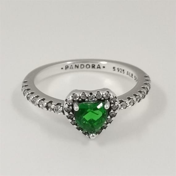 Anello Cuore Anello Pandora Ale 54 Pandora Elevated Green Heart
