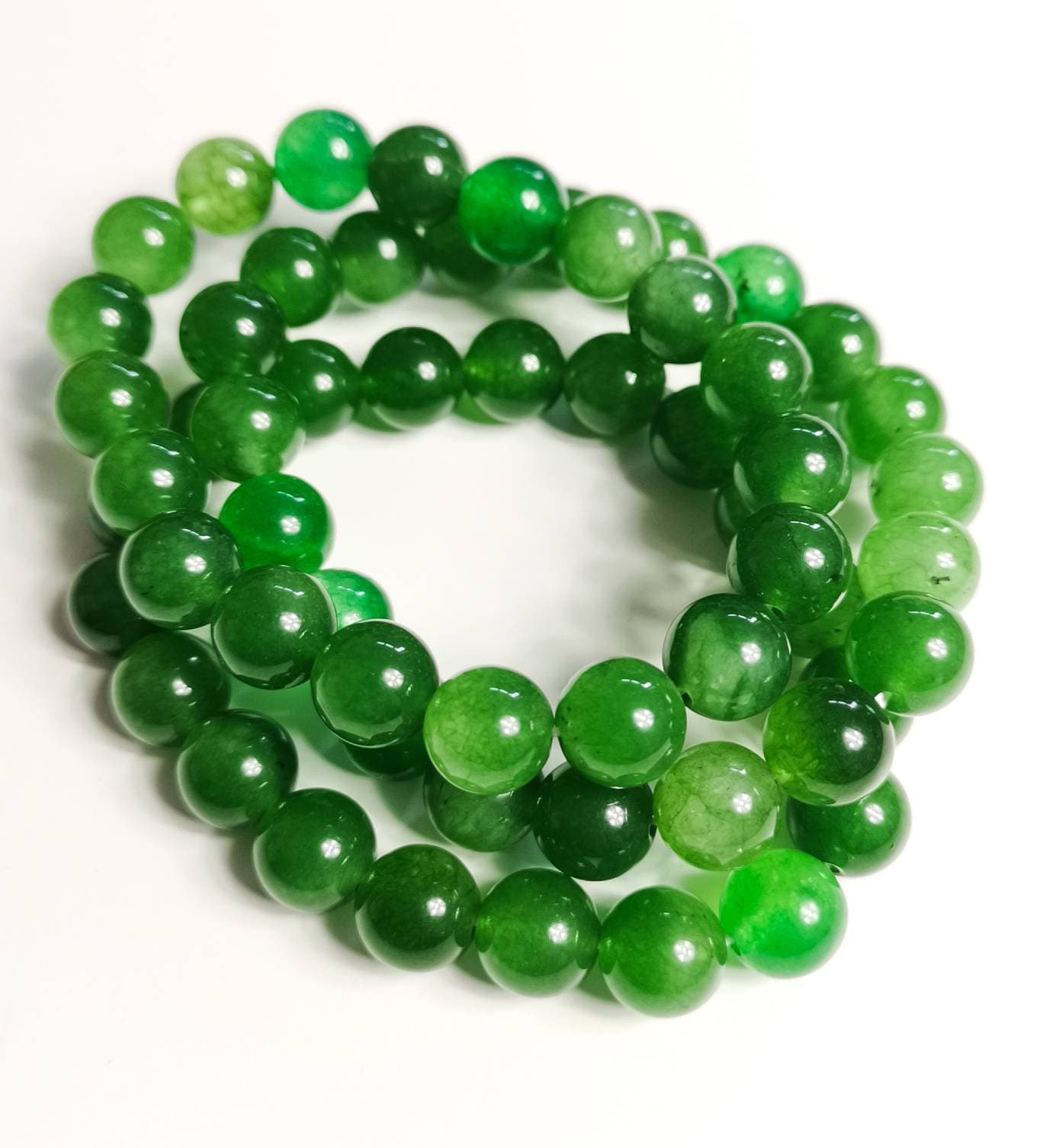 Pulsera de jade verde pulsera con cuentas de cristal de