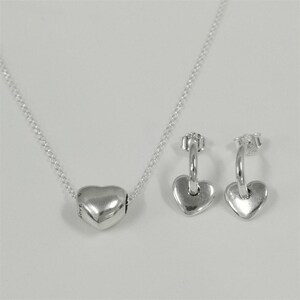 pandora Open Hoop Earrings & Be Love Engravable Small Heart Charm Necklaces set