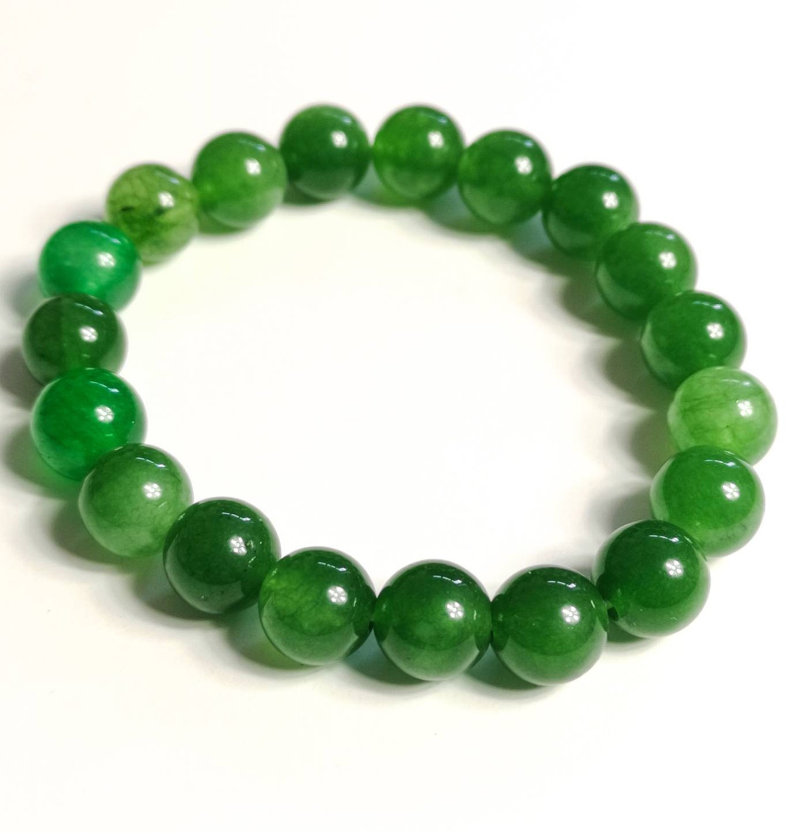 Pulsera de jade verde pulsera con cuentas de cristal de