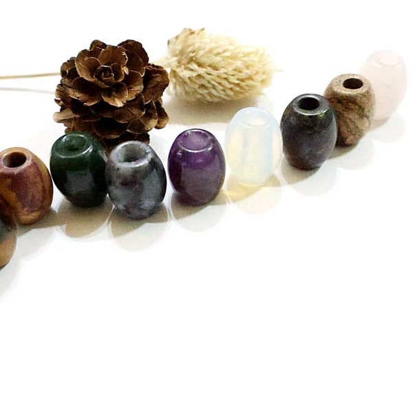 Dread bead 0.5 Ø 1 piece semi-precious stone 15x12 natural dread jewelry beads