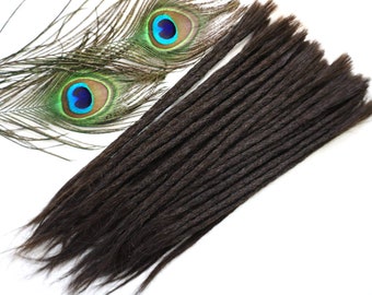 5 STK 25-35cm 4-6mm Dreadlocks Echthaar, braun bis dunkelbraun Versandbereit,K4/DB