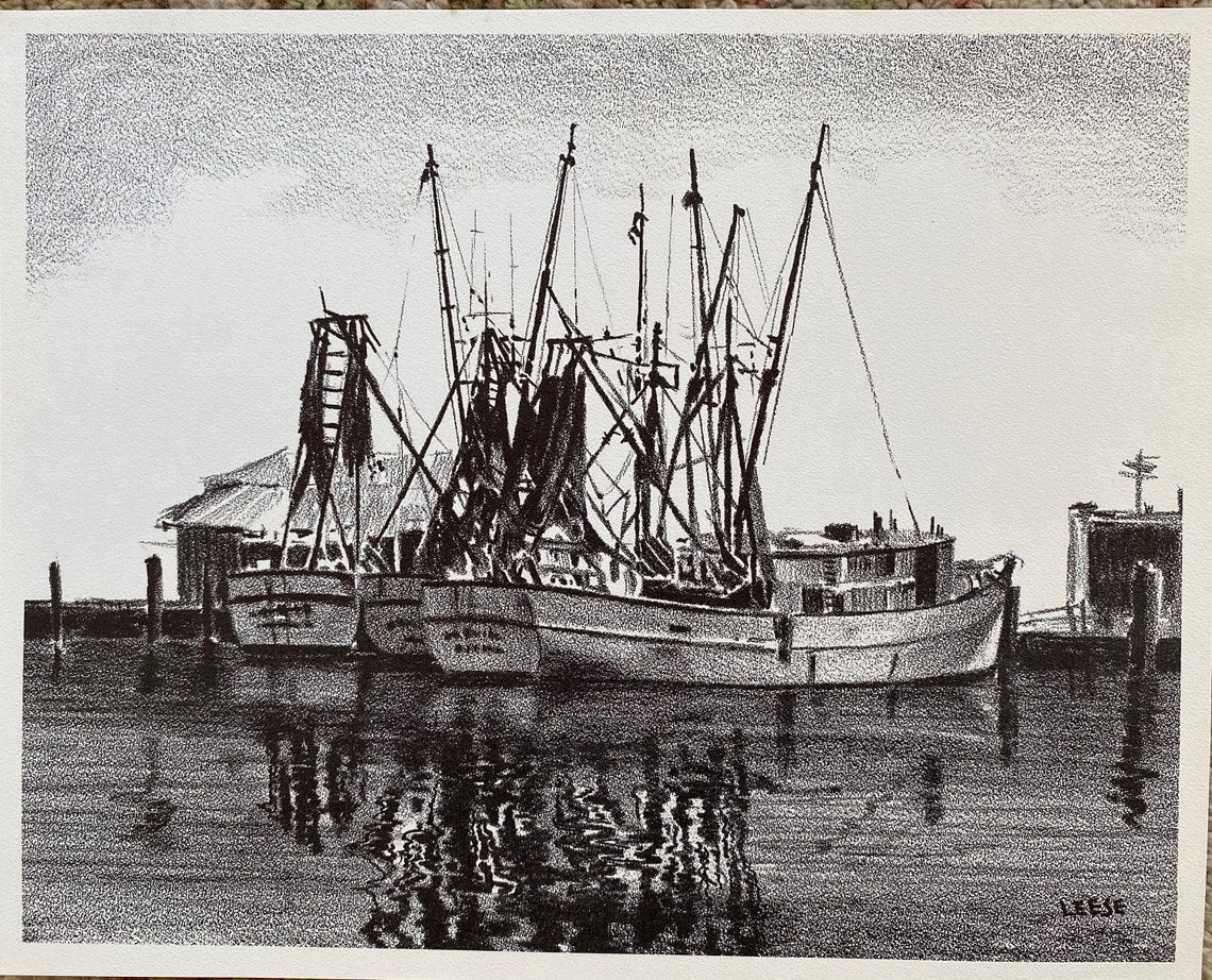 Shrimp Boat Print 8x10 Etsy