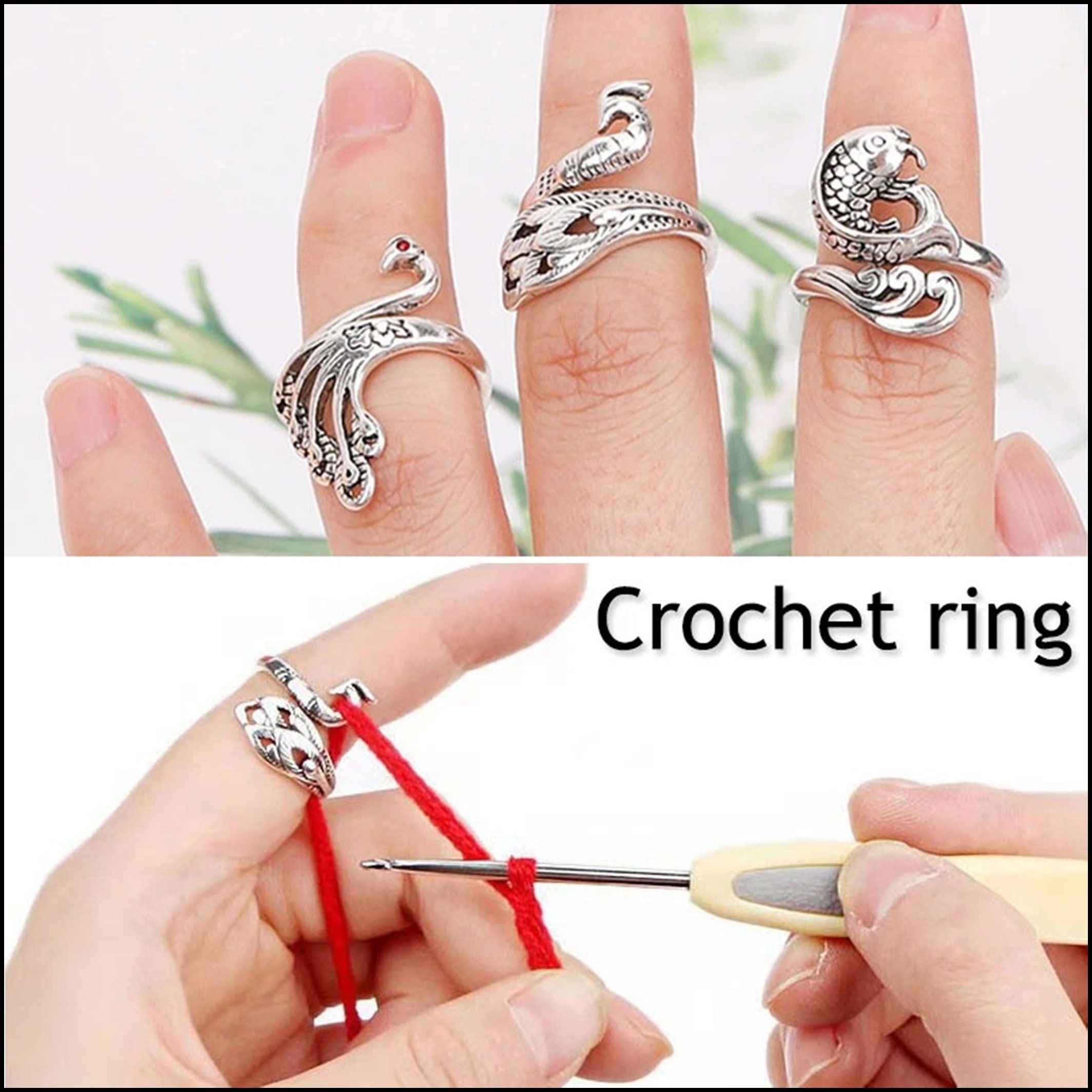 Silver Adjustable Ring - Peacock – 1 Count – Gift Ring / Crochet / Knuckle  Assistant / Yarn Guide / Peacock / Adjustable / Thread Guide