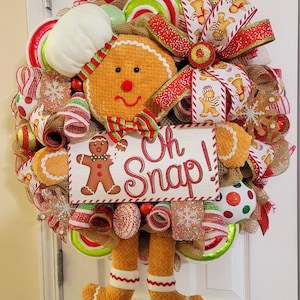 Gingerbread Wreath, Festive Holiday Decor, Christmas Door Wreath Decorations, Gingerbread House Inspired