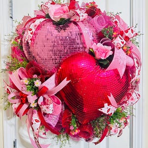 Valentines Day Deco Mesh Wreath Decor for Front Door