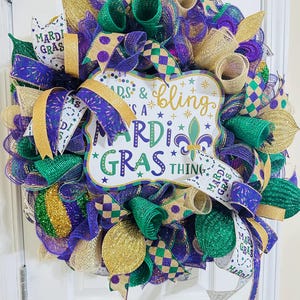 Mardi Gras Deco Mesh Wreath, Purple Green Gold Decoration, Laissez Les Bons Temps Rouler Fat Tuesday Decor, New Orleans Louisiana, Carnival