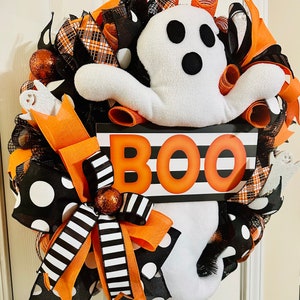 Halloween Wreath, Ghost, Boo Crew Halloween Wreath, Halloween Decorations