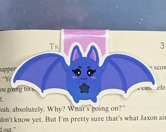 Kawaii Bat Magnetic Bookmark, Book Accessory