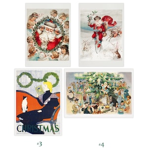 Stare pocztówki świąteczne - Święty Mikołaj Papa Noel Buona Natale Zima Dziwne Zabawne Retro Karta świąteczna Kosz pocztowy Wypełniacz Skarpety Tajemniczy Mikołaj