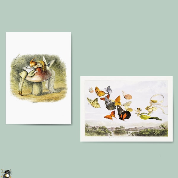 Vintage Fairy Land Elf Postcards - Forest Nymphs Butterflies Fairies Elves Mushroom Lovers Romantic Valentine's Day Retro Card Christmas