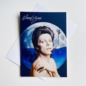 Cartão postal estilo vintage de David Bowie, arte de colagem, presente vintage retrô para fãs de Bowie, presente de Natal, enchimento de meia de arte pop para ele, músico