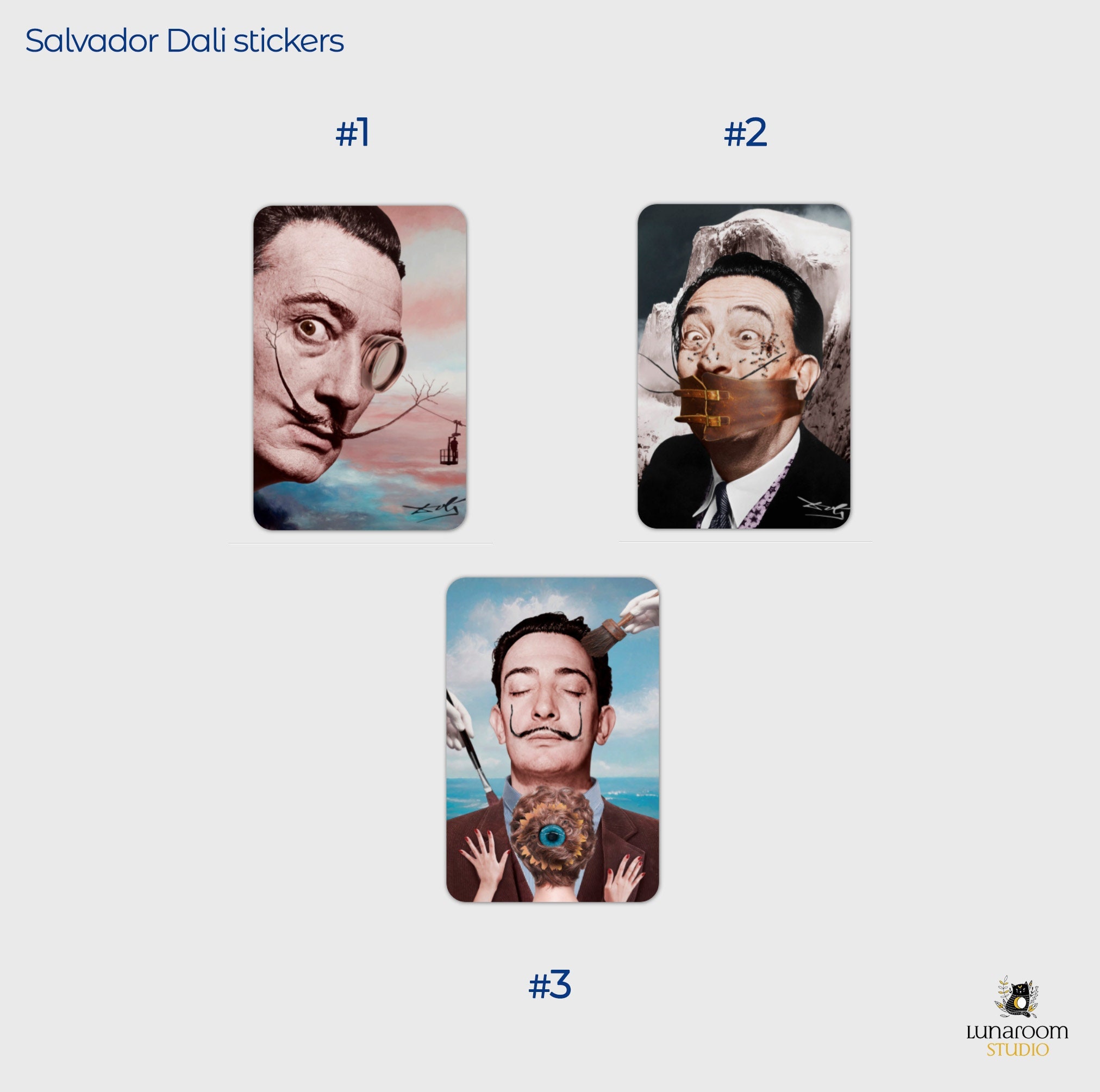 Salvador DALI Large & Round Stickers Vinyls, Unique Design Surreal ...