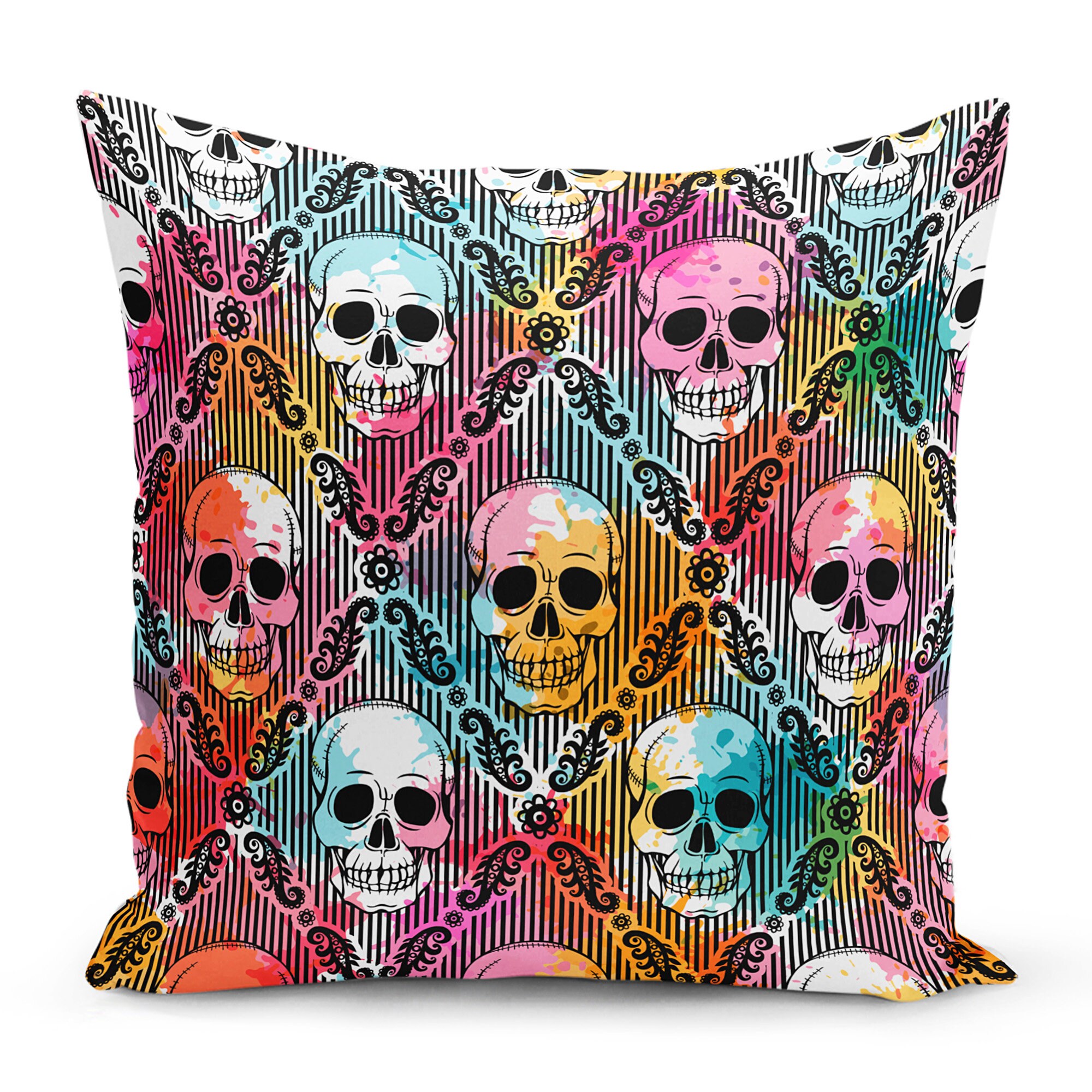 Skulls Red Rose Gothic Cushion Covers Sofa Throw Pillow Etsy