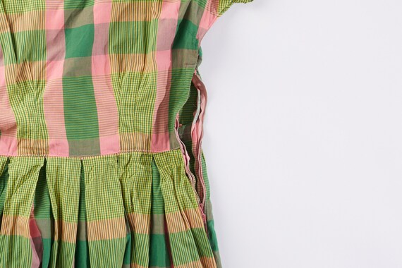 Handmade Vintage 1950s Watermelon Madras Plaid Fu… - image 2