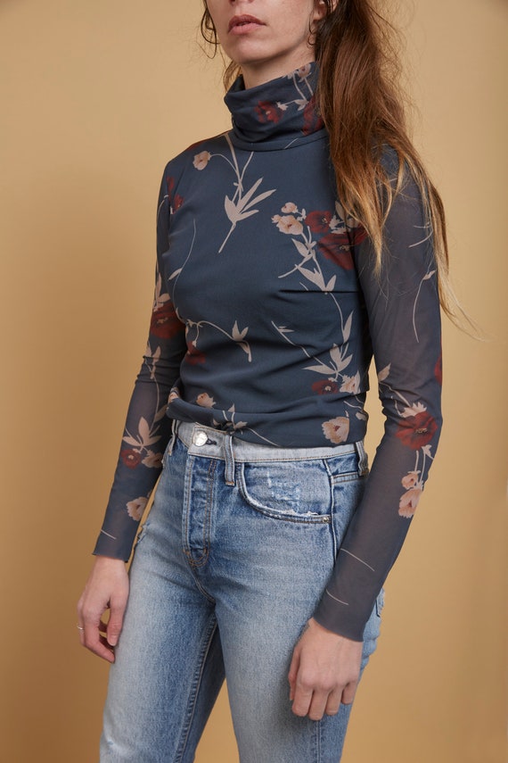 GANNI Printed Mesh Turtleneck - Etsy 