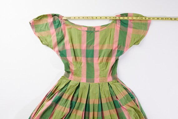 Handmade Vintage 1950s Watermelon Madras Plaid Fu… - image 6