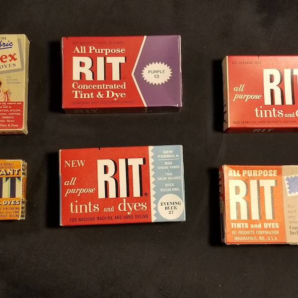 Vintage RIT Dye Colors - Set of 6 boxes