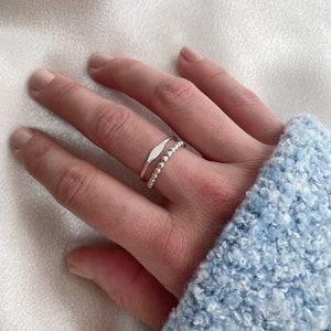 Tiny Silver Signet Ring - Sterling Silver Signet Ring - Stacking Rings - Slim Signet Ring - Silver Pinky Ring - Silver Band Ring.
