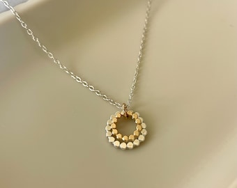 Dainty Mixed Metal Necklace: 14k Gold Filled & Sterling Silver Pendant