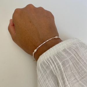Sterling Silver Pearl Bracelet | Minimalist Bracelet | Dainty Natural Pearl Bracelet | Silver Wedding Jewelry | Silver Bridal Jewelry.