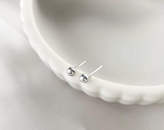 Tiny Recycled Sterling Silver Stud Earrings - Handmade Sterling Silver Studs - Minimalist Earrings