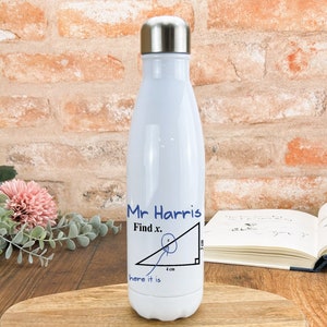 Find X Triangle Exam Question Maths Teacher Water Bottle Personalised Message End of School Gift