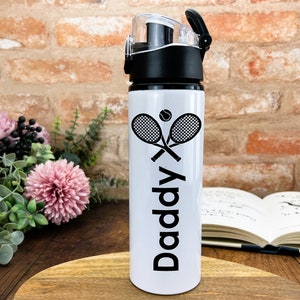 Name and Tennis Exercise Training Gift Hydration Gym Fitness Flip Cap Water Bottle