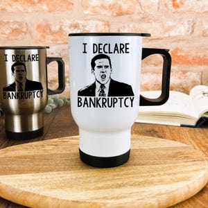 Taza de viaje personalizada del programa de televisión The Office de Michael Scott.