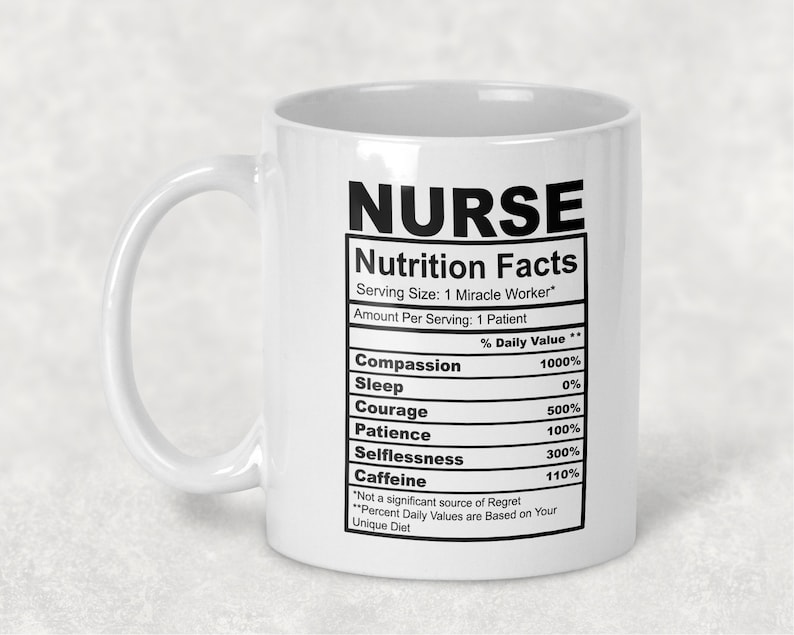 Nurse Nutrition Facts Ceramic Mug  Personalised Gift  NHS image 0