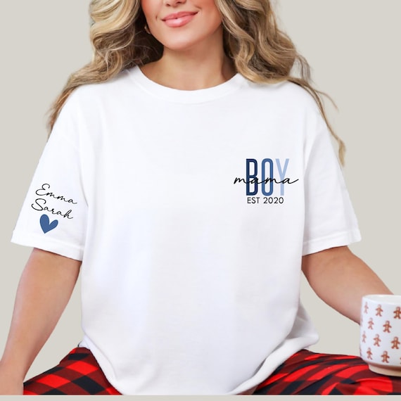 Custom Boy Mama Comfort Colors Shirt - Personalized Kids Names Tee - Mom of Boys Gift
