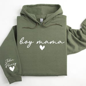 Personalized Boy Mama Sweatshirt & Hoodie - Custom Sleeve Names Mom of Boys Gift