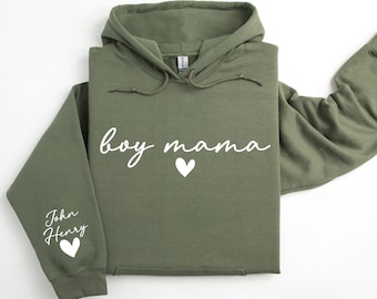 Personalized Boy Mama Sweatshirt & Hoodie - Custom Sleeve Names Mom of Boys Gift