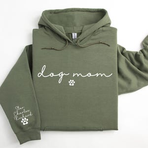 Personalized Dog Mom Hoodie Sweatshirt Custom Names Sleeve Dog Mama Unisex Shirt