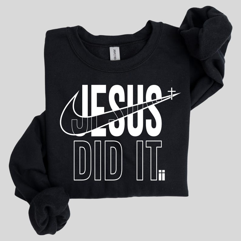 A black sweatshirt with a white graphic design on it.