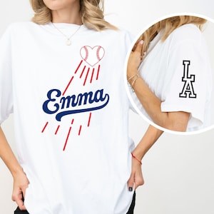 Personalized LA Baseball T-Shirt: Custom Name Sleeve Los Angeles City Pride Tee