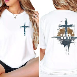 Faith Over Fear Unisex T-Shirt - Minimal Christian Cross Soft Tee Gift