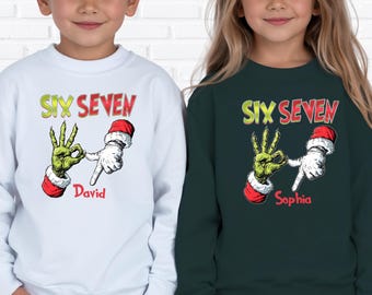 Custom Personalized Funny 6 7 Meme Christmas Sweatshirt: Viral Holiday Hoodie