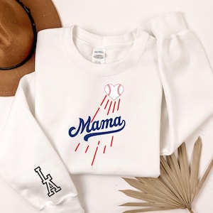 Personalized LA Baseball Sweatshirt & Hoodie - Custom Name Sleeve Los Angeles Crewneck